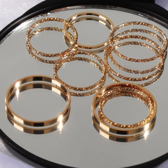 Minimalist Set of 9 Stackable Gold or Silver Rings - Picture 3 of 9